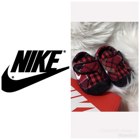Nike Other - BABY NIKE RED BLACK CHECK PLAID TENNIS SHOES CRIB